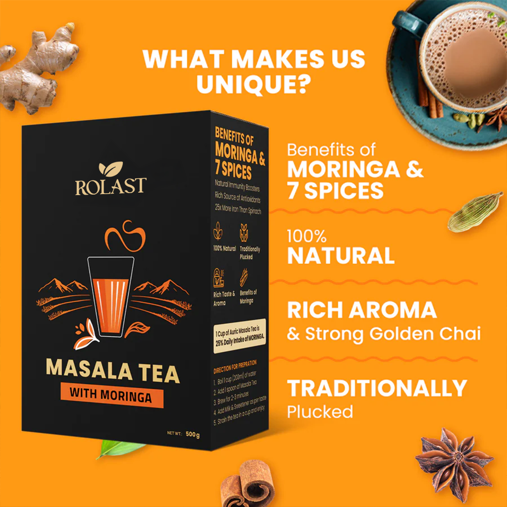Rolast Masala Tea - Kadak Masala Chai Powder with Moringa
